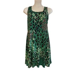 ❣️Renee C Leopard Stretch Green Animal Office Casual Date Night A-Line Dress